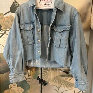 Agolde Denim Cropped Cargo Jacket